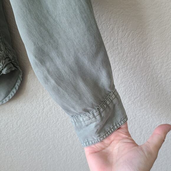 American‎ Eagle Outfitters Women Shirt Small Boyfriend Fit Military Grunge Green - Picture 6 of 13